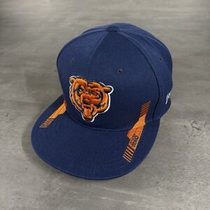 Vintage Chicago Bears Snapback Hat New Era Cap Blue Orange Wool Blend Stripe NFL